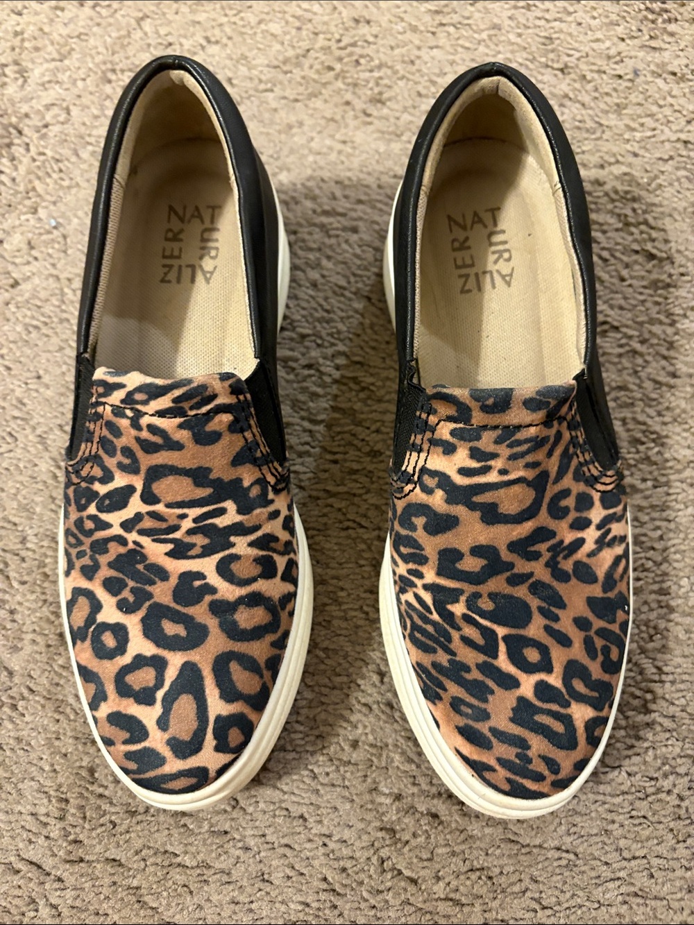 Naturalizer Leopard Print Slip-On Sneakers - Black and Brown